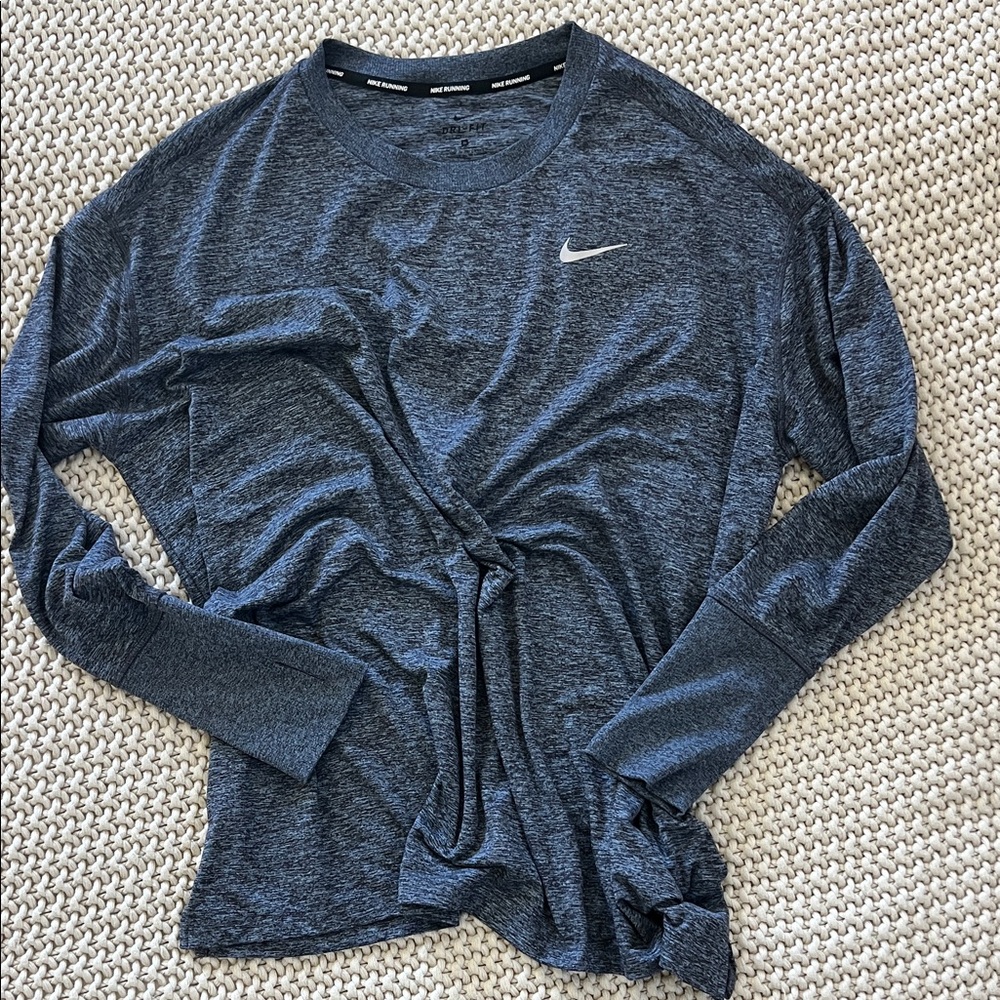 Nike Heathered Navy Long Sleeve Top